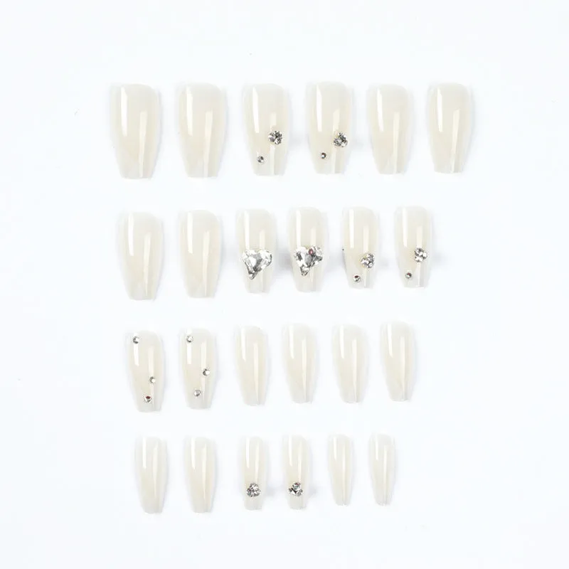 Coffin White French Heart Rhinestones