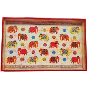 Colorful Kantha Bandhini Laminated Wood Tray