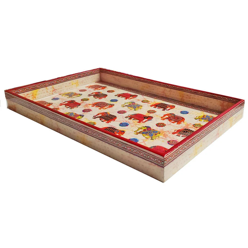 Colorful Kantha Bandhini Laminated Wood Tray