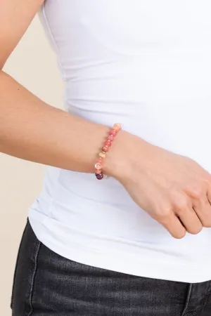 Colorful Pink Agate Stone Stretchy Bracelet