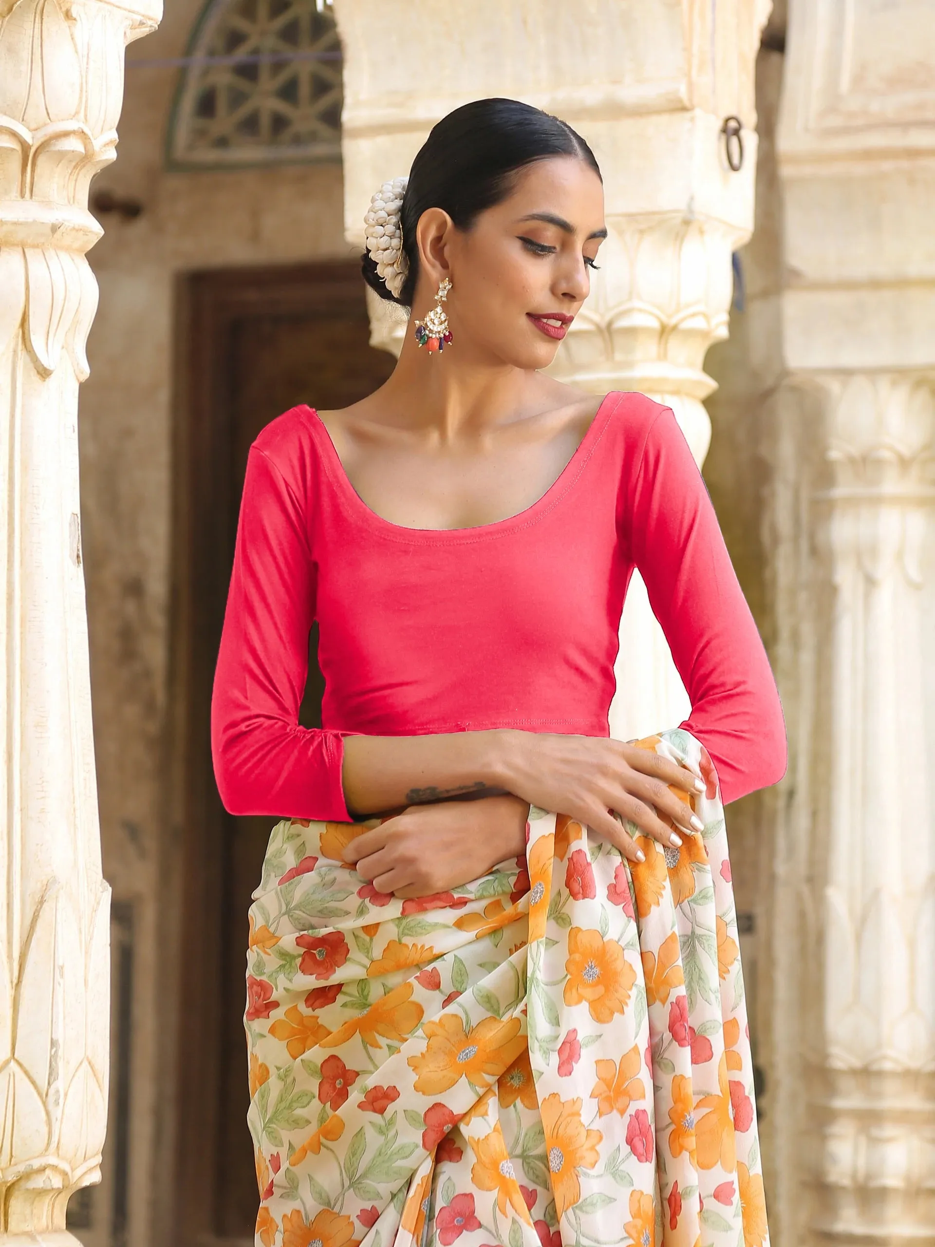 Coral Pink Stretchy Blouse