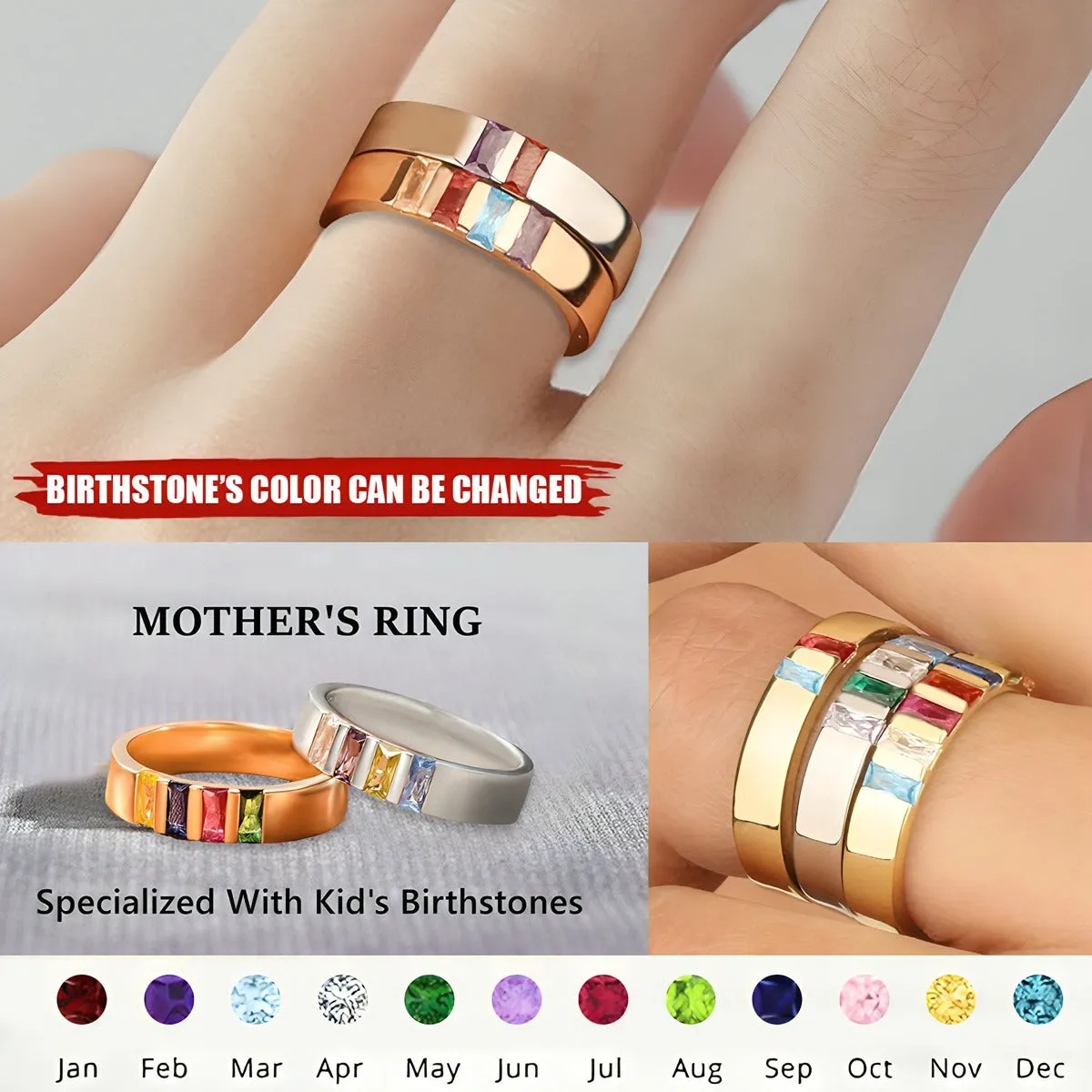 Custom Birthstone Family Elegant Ring