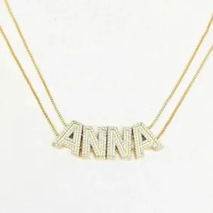 Custom Crystal Sliding Letter Name Necklace