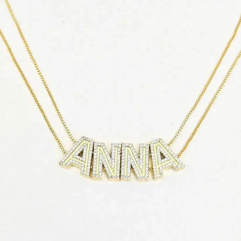 Custom Crystal Sliding Letter Name Necklace