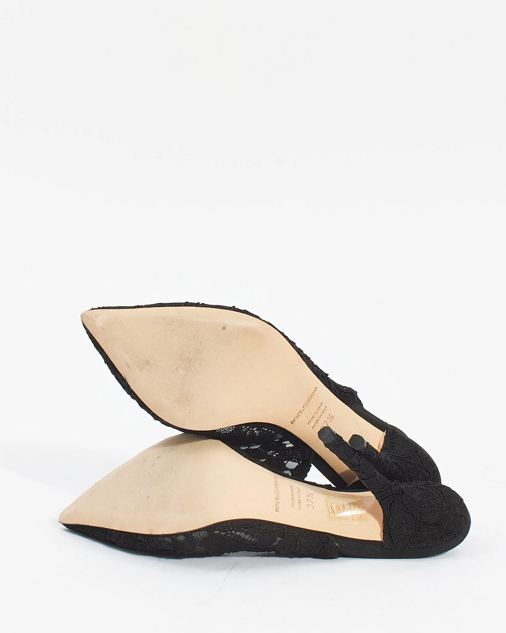 Dolce & Gabbana Black Lace Sling Back Heels - 37.5