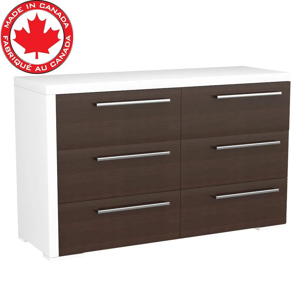double dresser drawer 6 - Alpine - Walnut and White