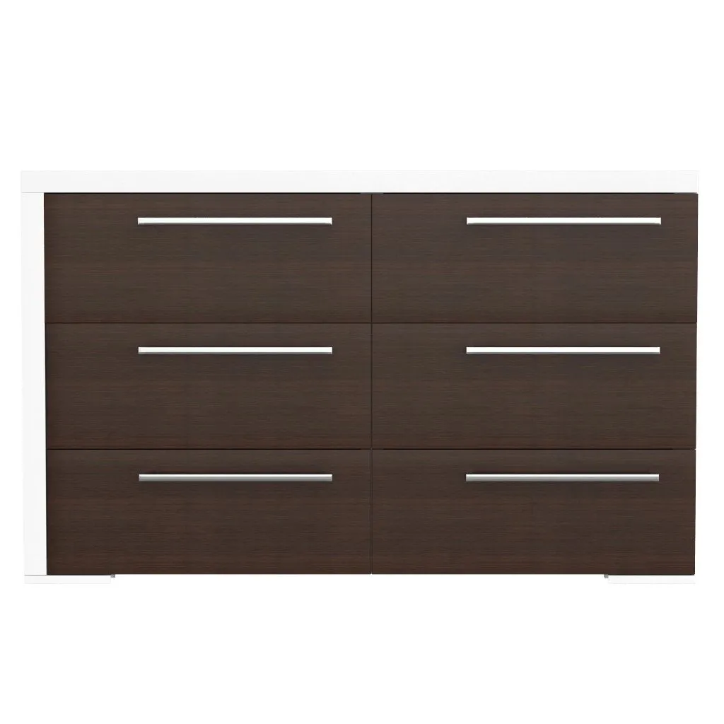 double dresser drawer 6 - Alpine - Walnut and White