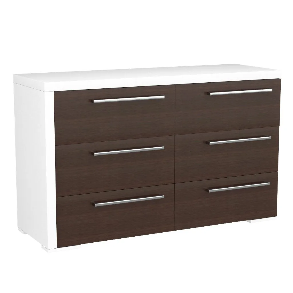 double dresser drawer 6 - Alpine - Walnut and White