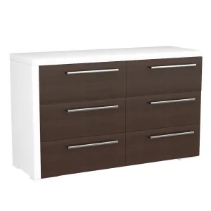 double dresser drawer 6 - Alpine - Walnut and White