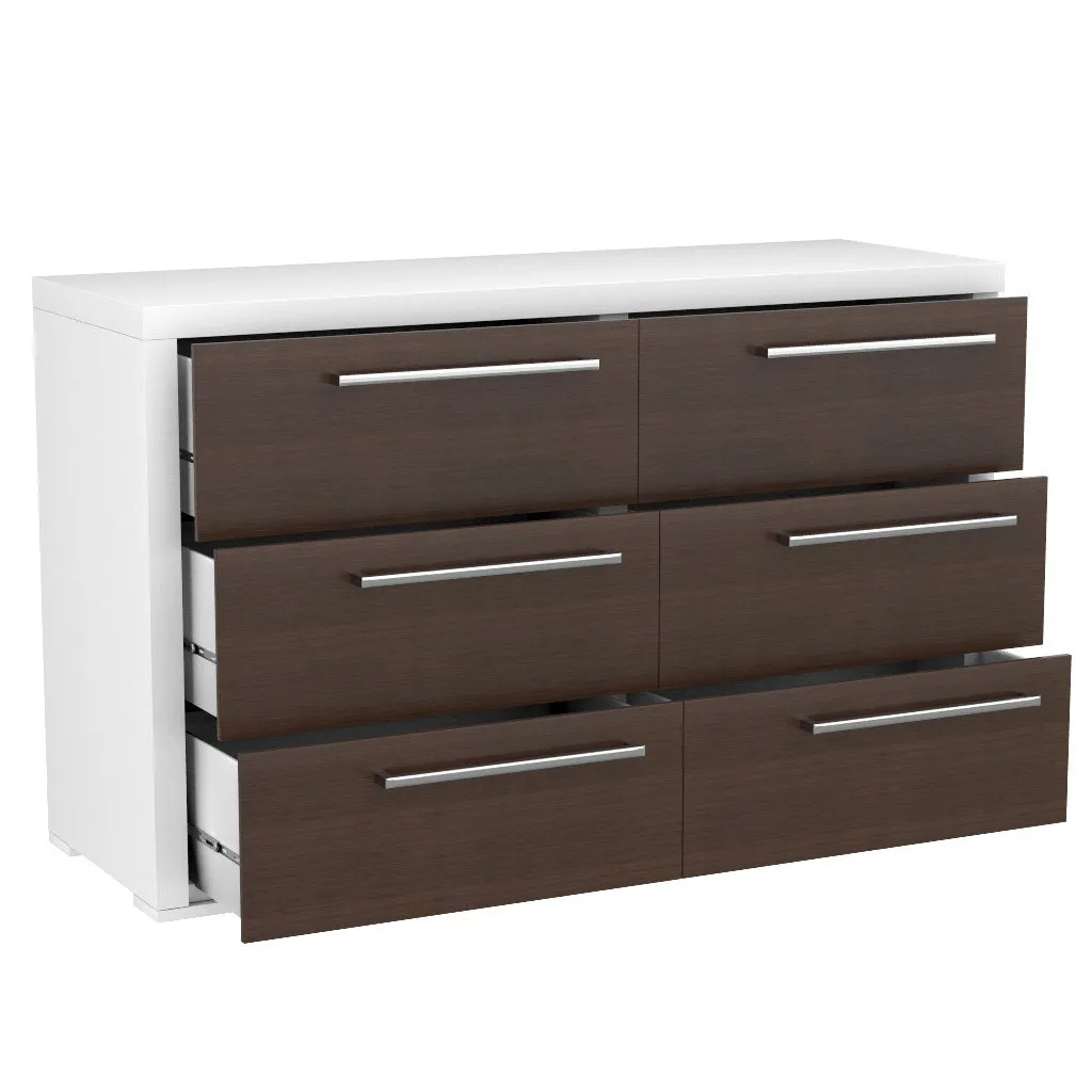 double dresser drawer 6 - Alpine - Walnut and White