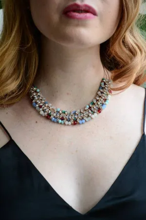 Elegant Bead and Crystal Bib Necklace