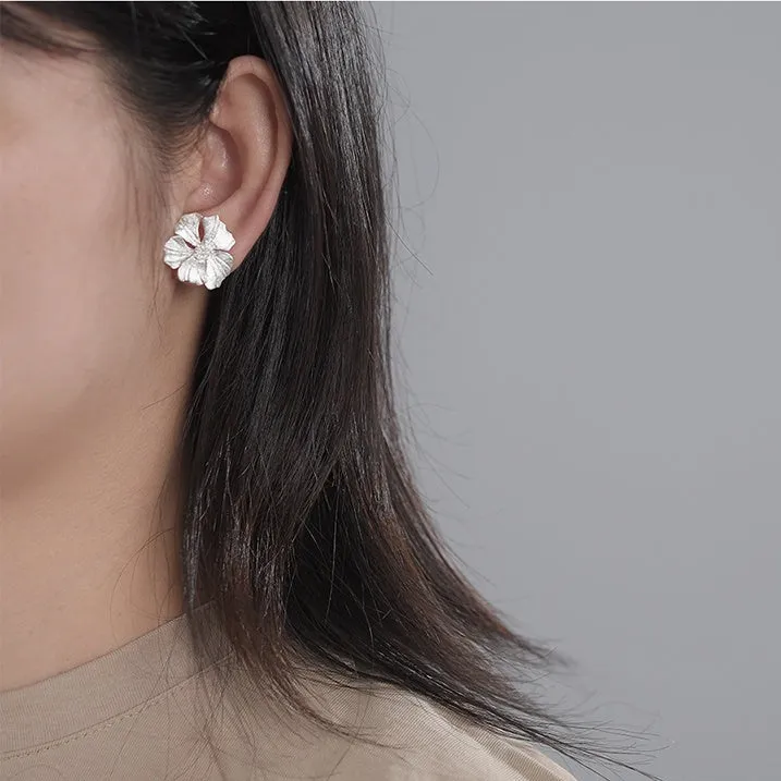 Elegant Big Peony Flower Stud Earrings