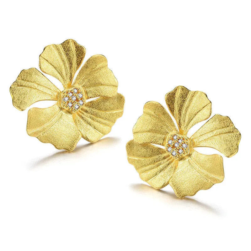 Elegant Big Peony Flower Stud Earrings