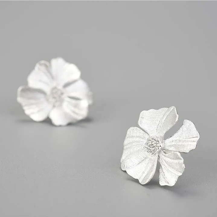 Elegant Big Peony Flower Stud Earrings