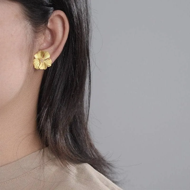 Elegant Big Peony Flower Stud Earrings