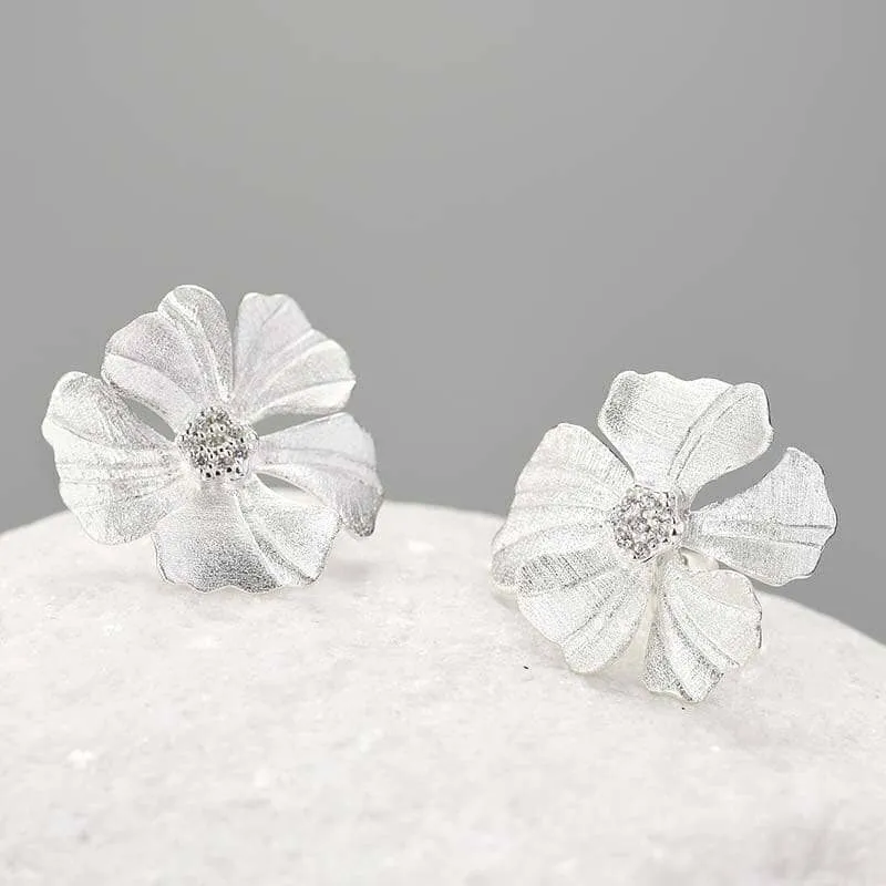 Elegant Big Peony Flower Stud Earrings