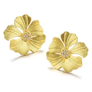 Elegant Big Peony Flower Stud Earrings