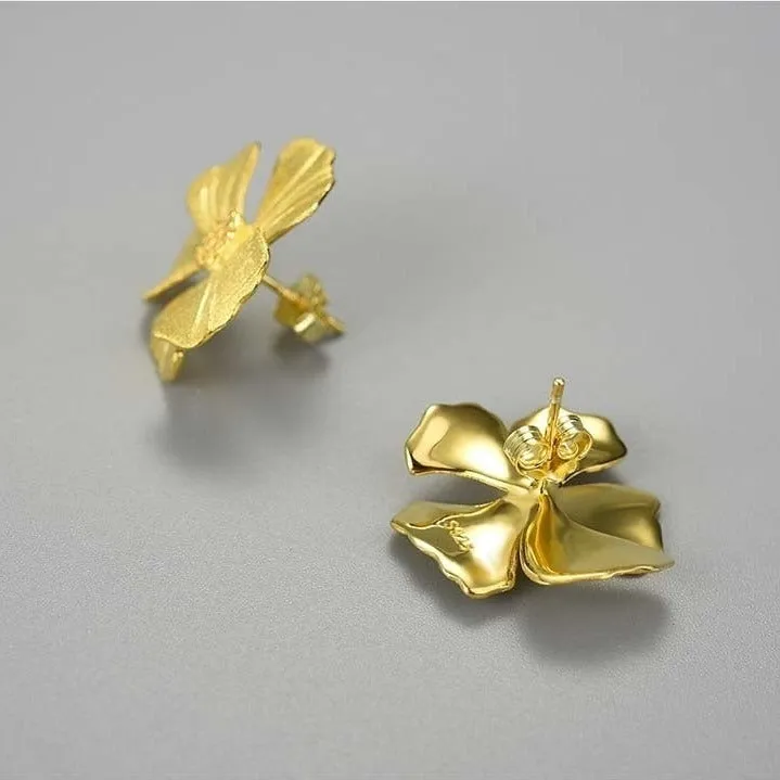 Elegant Big Peony Flower Stud Earrings