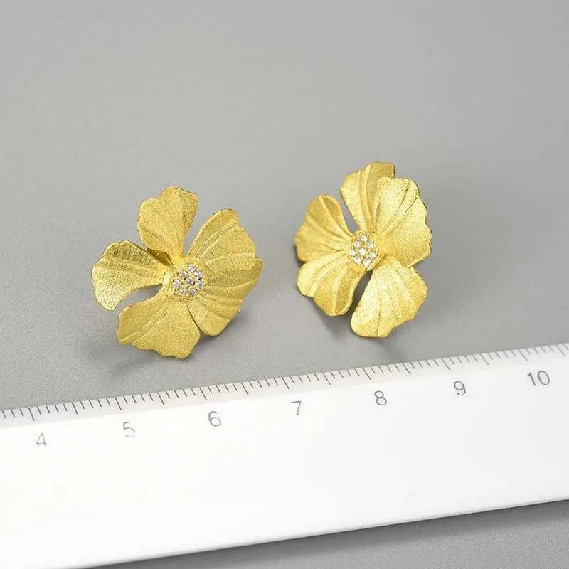Elegant Big Peony Flower Stud Earrings