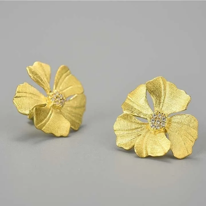 Elegant Big Peony Flower Stud Earrings