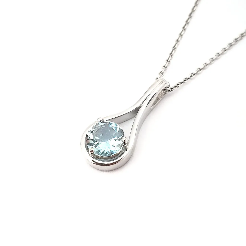 Elegant Double Line Bale Aquamarine Pendant