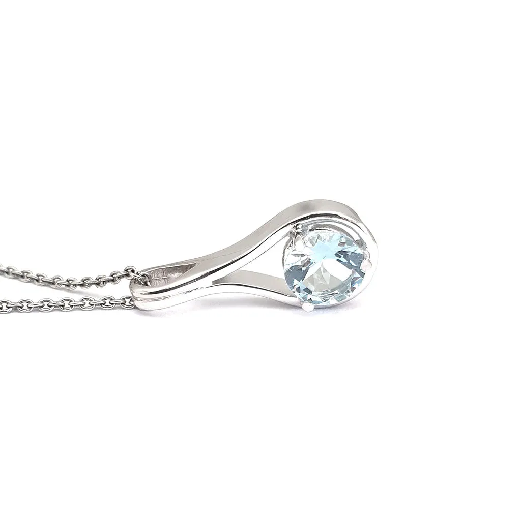 Elegant Double Line Bale Aquamarine Pendant