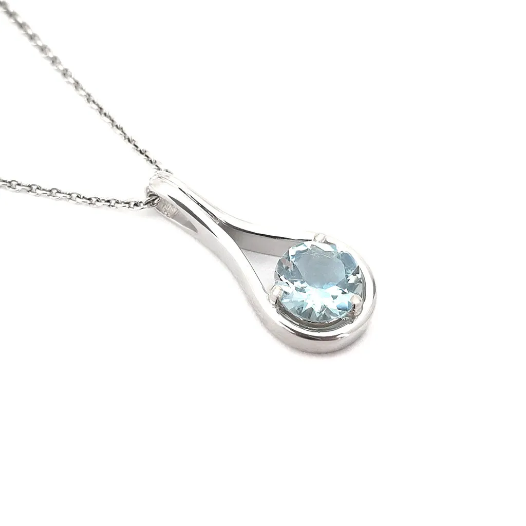 Elegant Double Line Bale Aquamarine Pendant