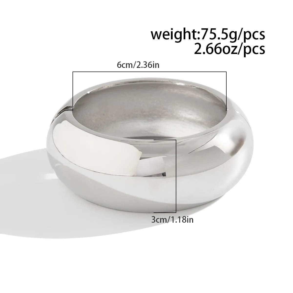 Elegant Minimalist Glossy Wide Cuff Bangle Bracelet