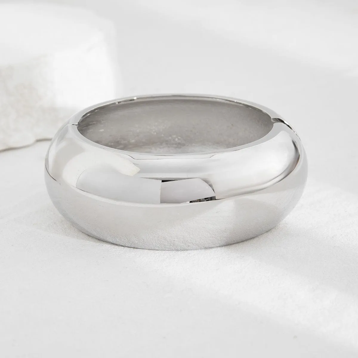 Elegant Minimalist Glossy Wide Cuff Bangle Bracelet