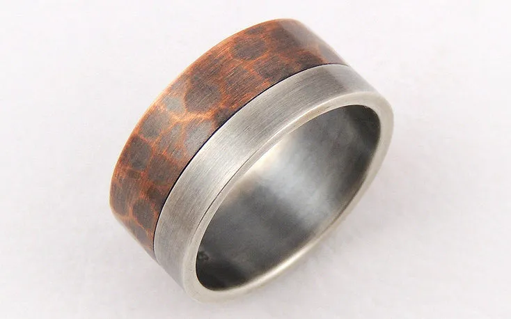Elegant rustic wedding band ring