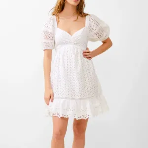 Elegant White Eyelet Dress
