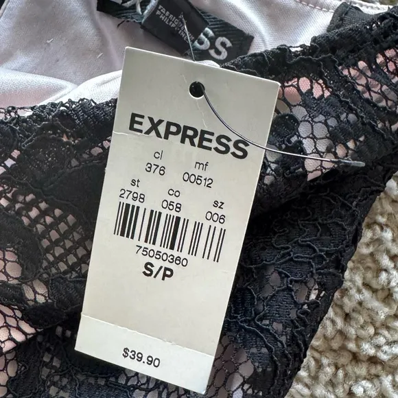 Express Elegant Black Lace Skirt Top Set