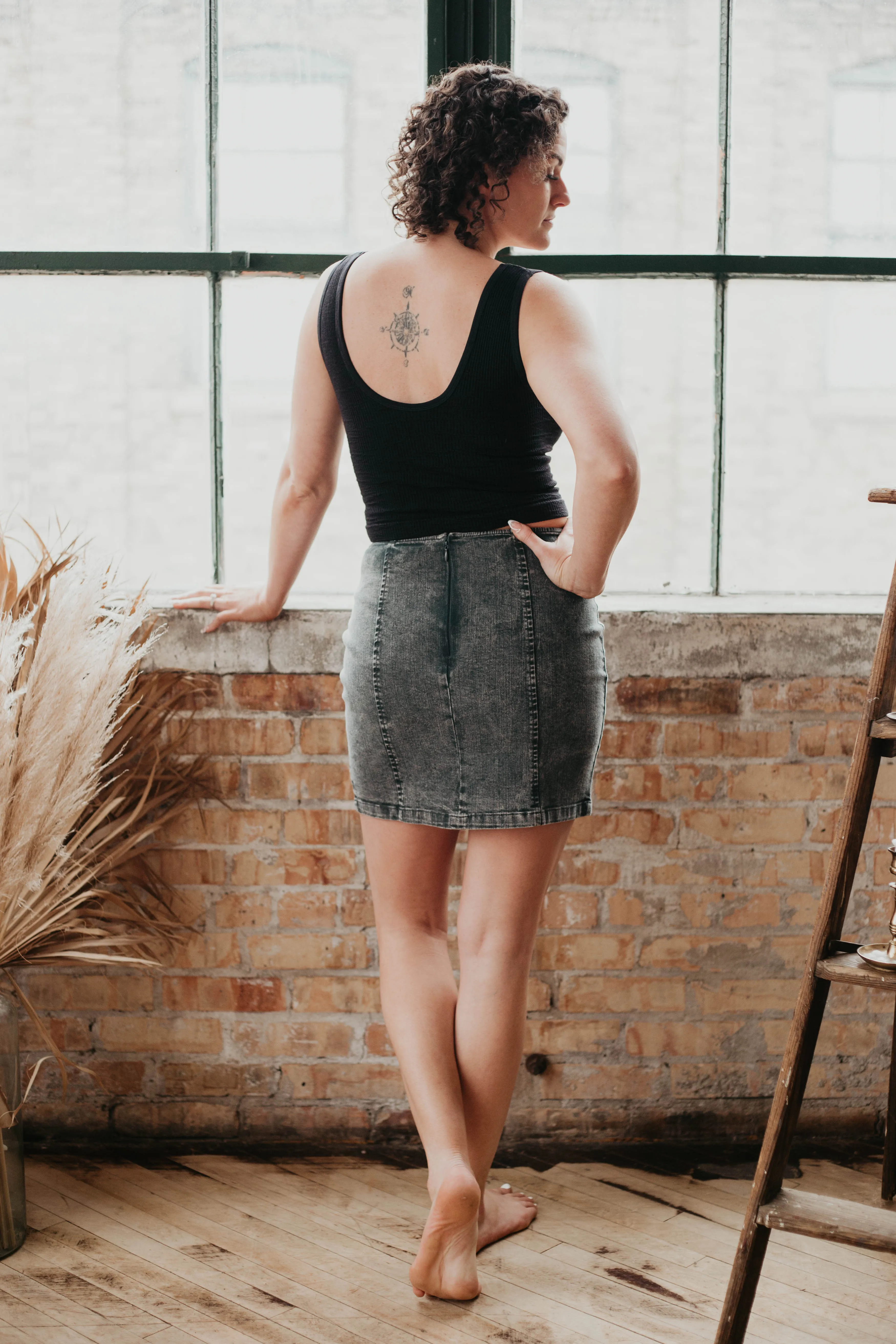 Faded Black Denim Mini Skirt *FINAL SALE*