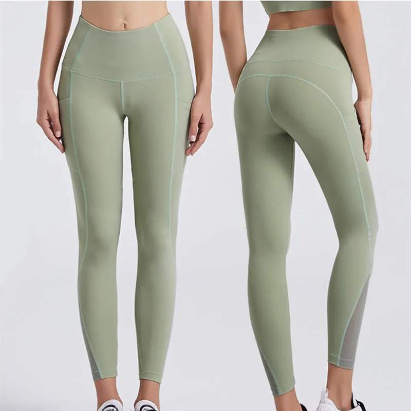 Filhot™ Stretchy Mesh Yoga Leggings With Side Pockets