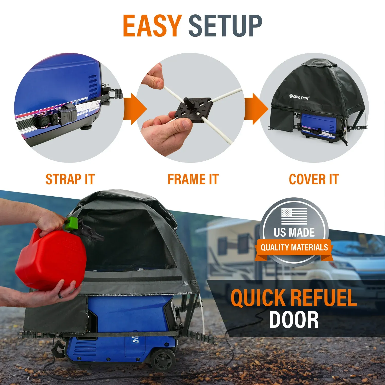 GenTent GTOICSMSBK Standard Black Generator Cover Inverter Kit for Fully Encased