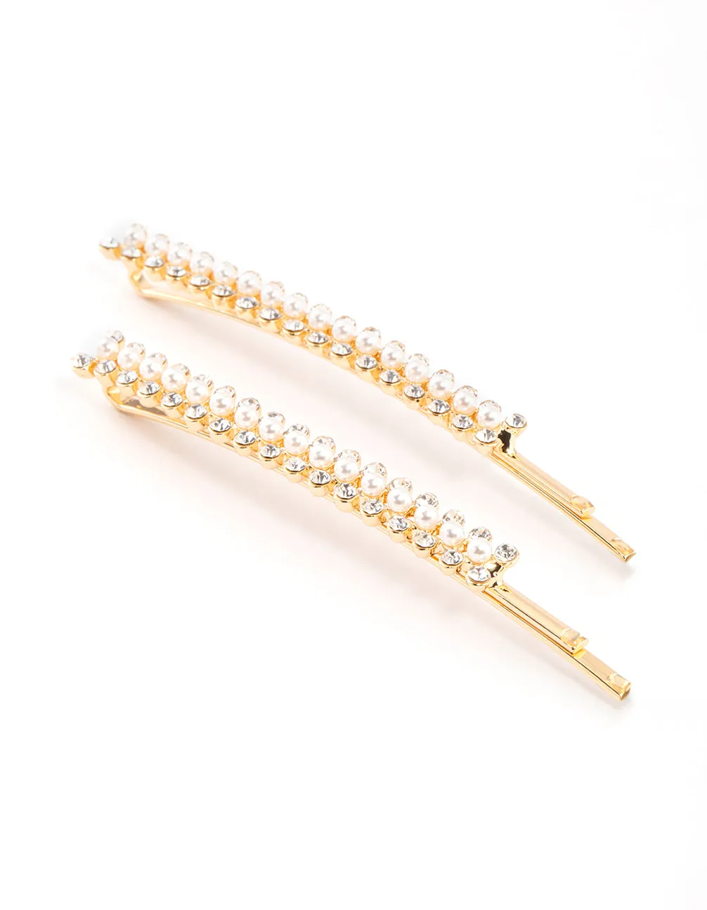 Gold Pearl & Diamante Hair Clip Pack