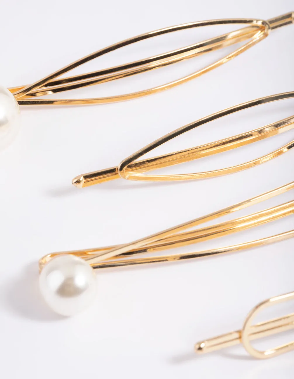 Gold Pearl Teardrop Clip 4-Pack