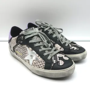 Golden Goose Superstar Sneakers Snakeskin Print & Black Leather Size 36