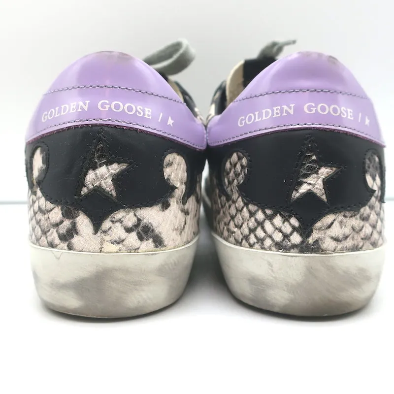 Golden Goose Superstar Sneakers Snakeskin Print & Black Leather Size 36