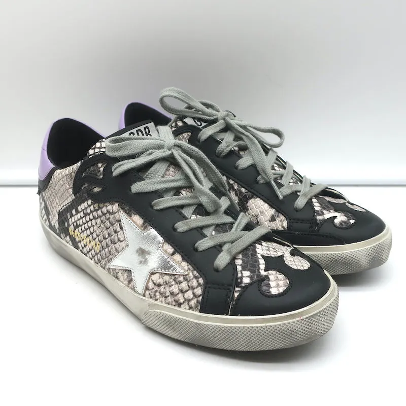 Golden Goose Superstar Sneakers Snakeskin Print & Black Leather Size 36
