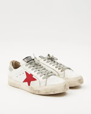 Golden Goose White/Silver Leather Red Star Sneaker- 39