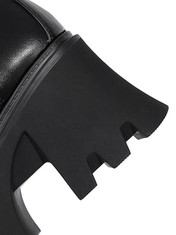 Gothic Lolita Footwear Black Round Chunky Heel Toe PU Leather Lolita Pumps