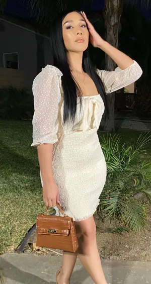 Greece Rushed Dress (Off White)