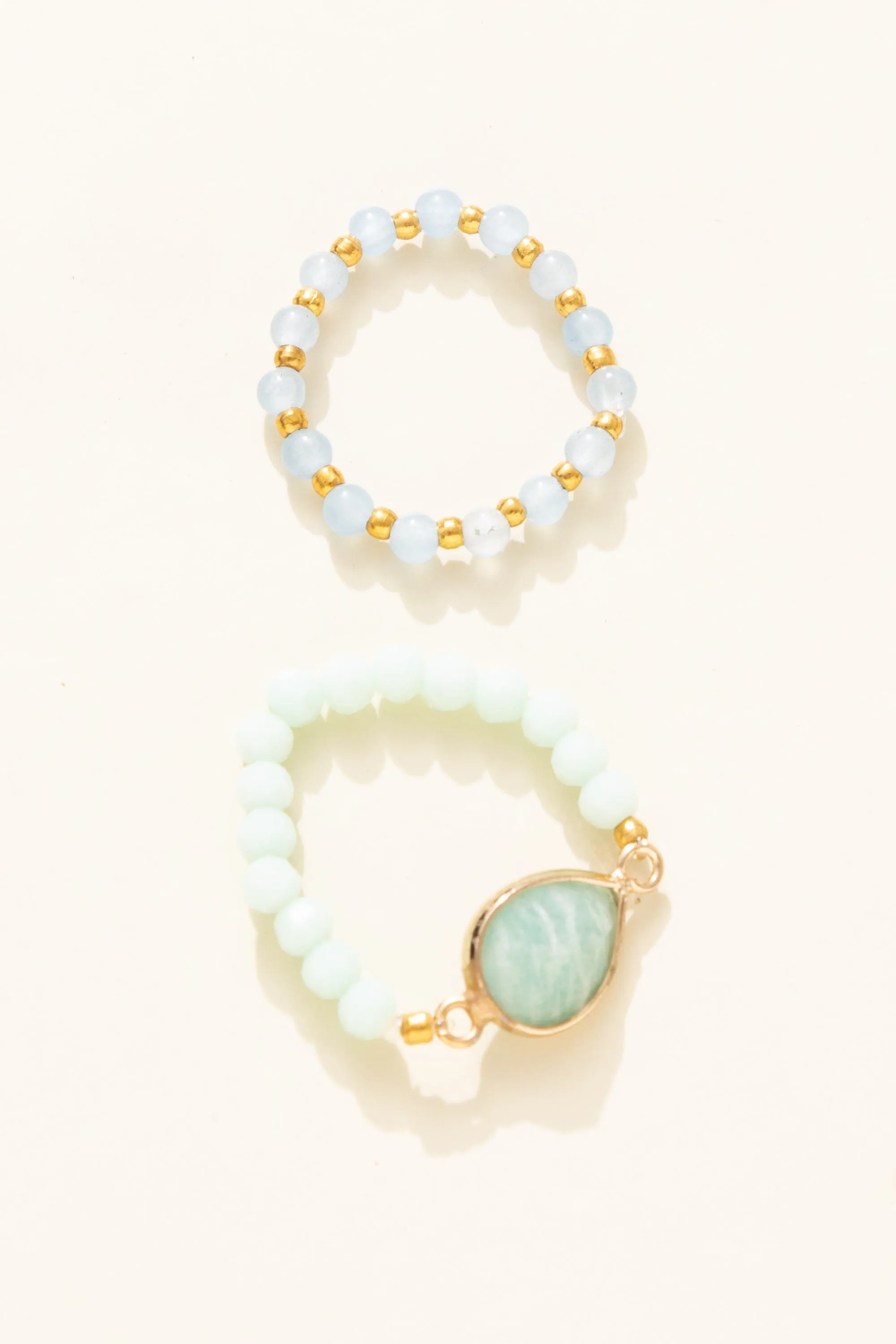 Green Blue Stone Stretchy Rings