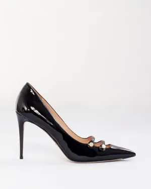 Gucci Black Patent Leather Double Strap Aneta Pumps - 39