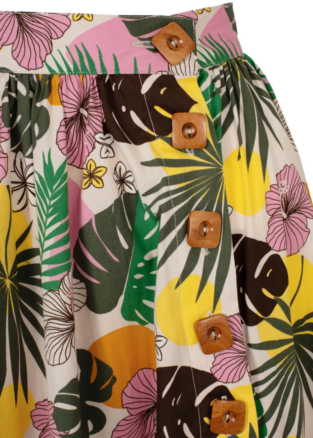 Hell Bunny Benita Tiki 50's Swing Skirt in Beige