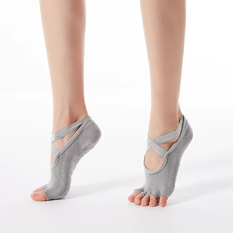 HJ Non-Slip Open toe Cross Tie Snowflake Dispensing Yoga Socks