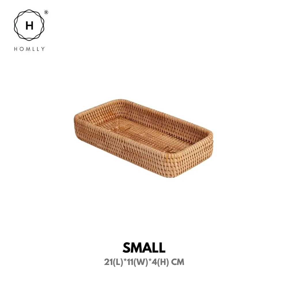 Homlly Handwoven Rattan Serving Organizer Tray