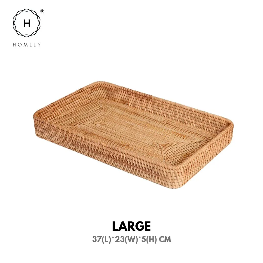 Homlly Handwoven Rattan Serving Organizer Tray
