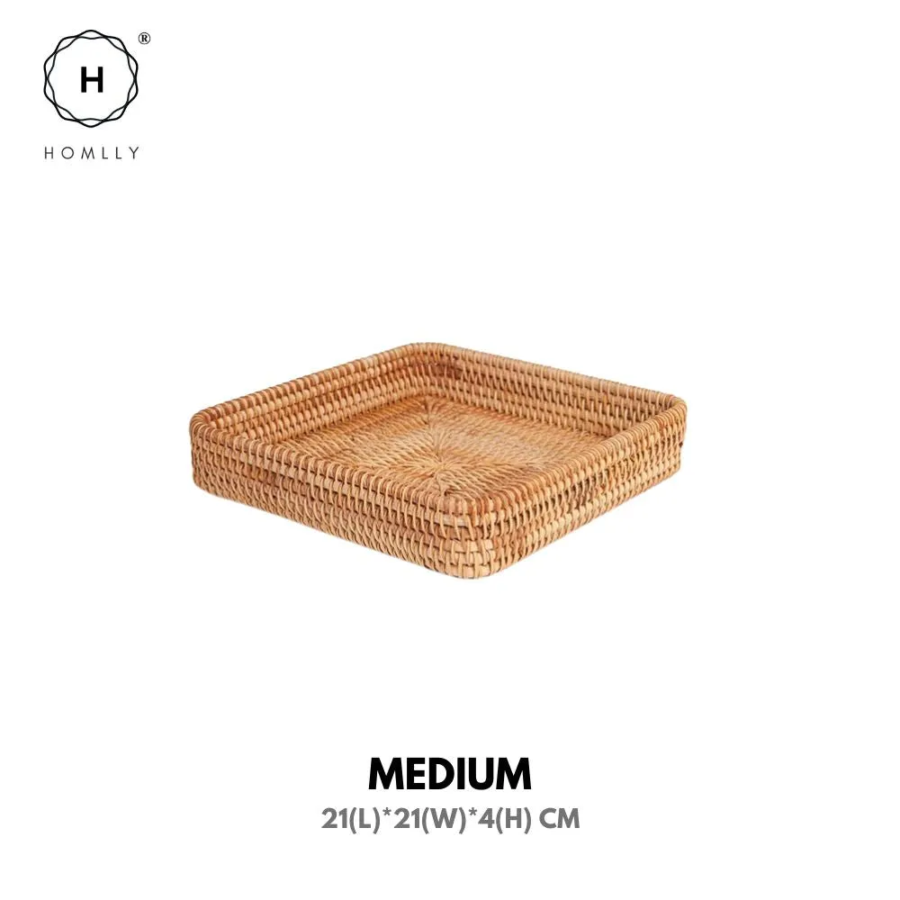 Homlly Handwoven Rattan Serving Organizer Tray